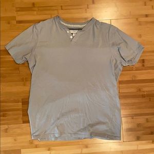 Light Gray/Blue T-Shirt with Buttons